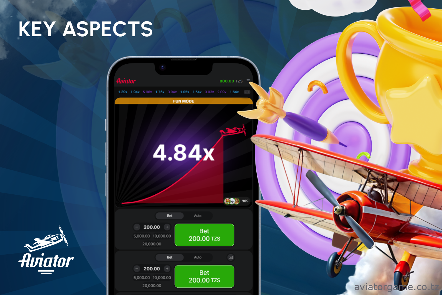 Key features of Aviator crash game